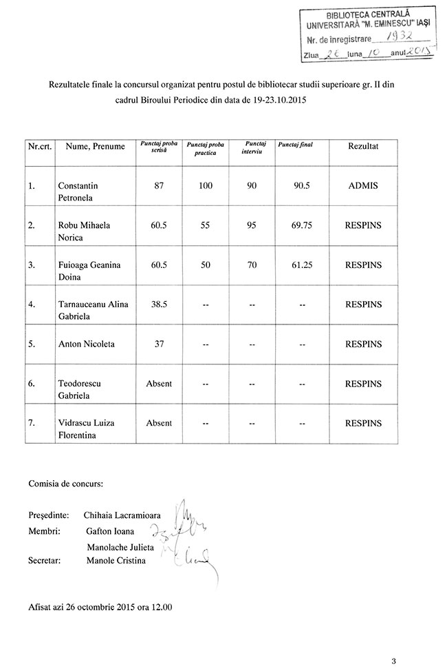 concurs bibliotecar